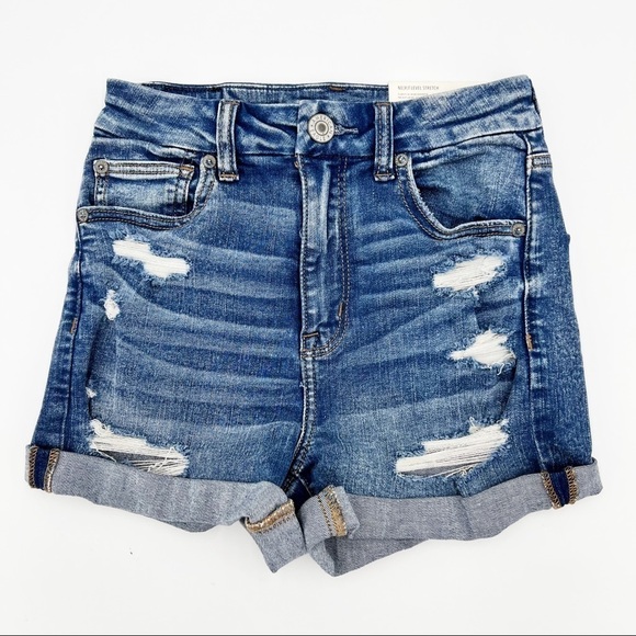 NWT American Eagle Curvy Hi-Rise Denim Shortie Shorts - Picture 2 of 7